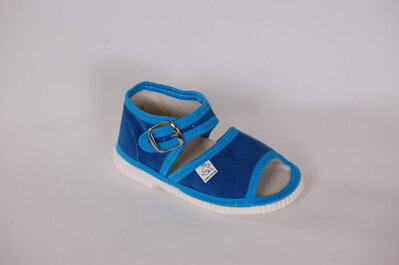 Textilné sandálky s otvorenou špicou - modré