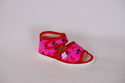 Textilné sandálky s otvorenou špicou a zapínaním na suchý zips - ružové čísla
